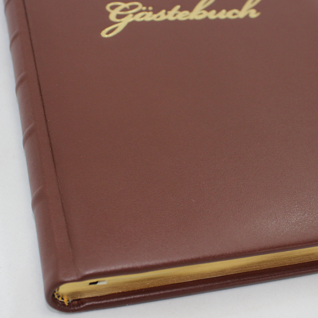 Gästebuch Hochkant aus glattem Vollrindleder in allen Farben