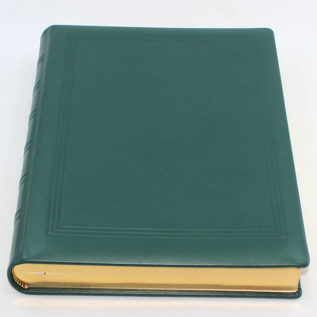 Dickes Gästebuch aus glattem Vollrindleder in allen Farben - mit Goldschnittblock
