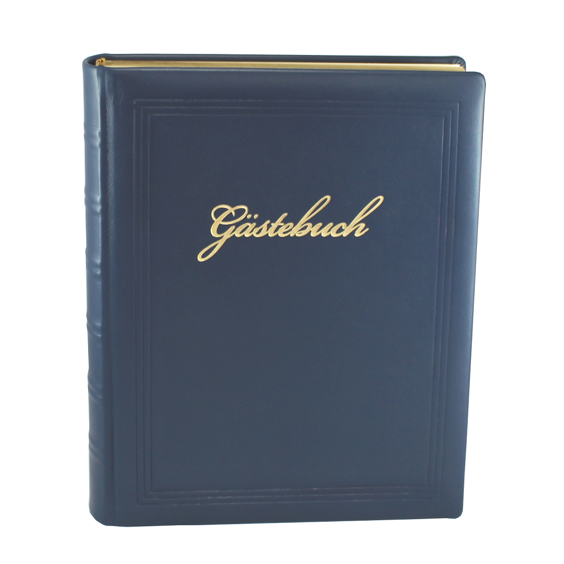 Dickes Gästebuch aus glattem Vollrindleder in allen Farben - mit Goldschnittblock