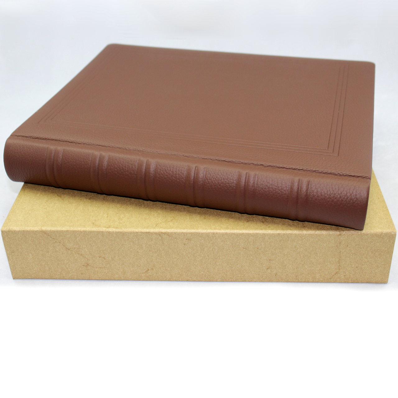 Dickes Gästebuch aus genarbtem Vollrindleder in allen Farben - mit Goldschnittblock
