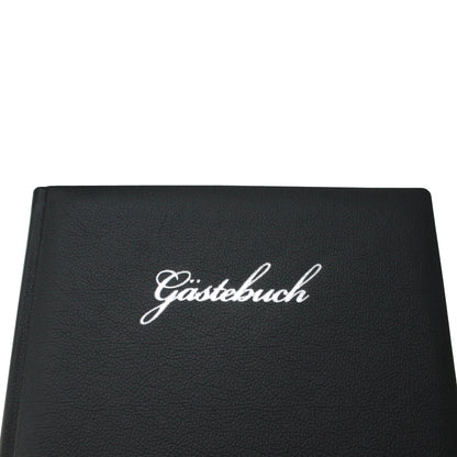 Gästebuch Querformat aus genarbtem Vollrindleder in allen Farben - mit handgerissenem Büttenblock