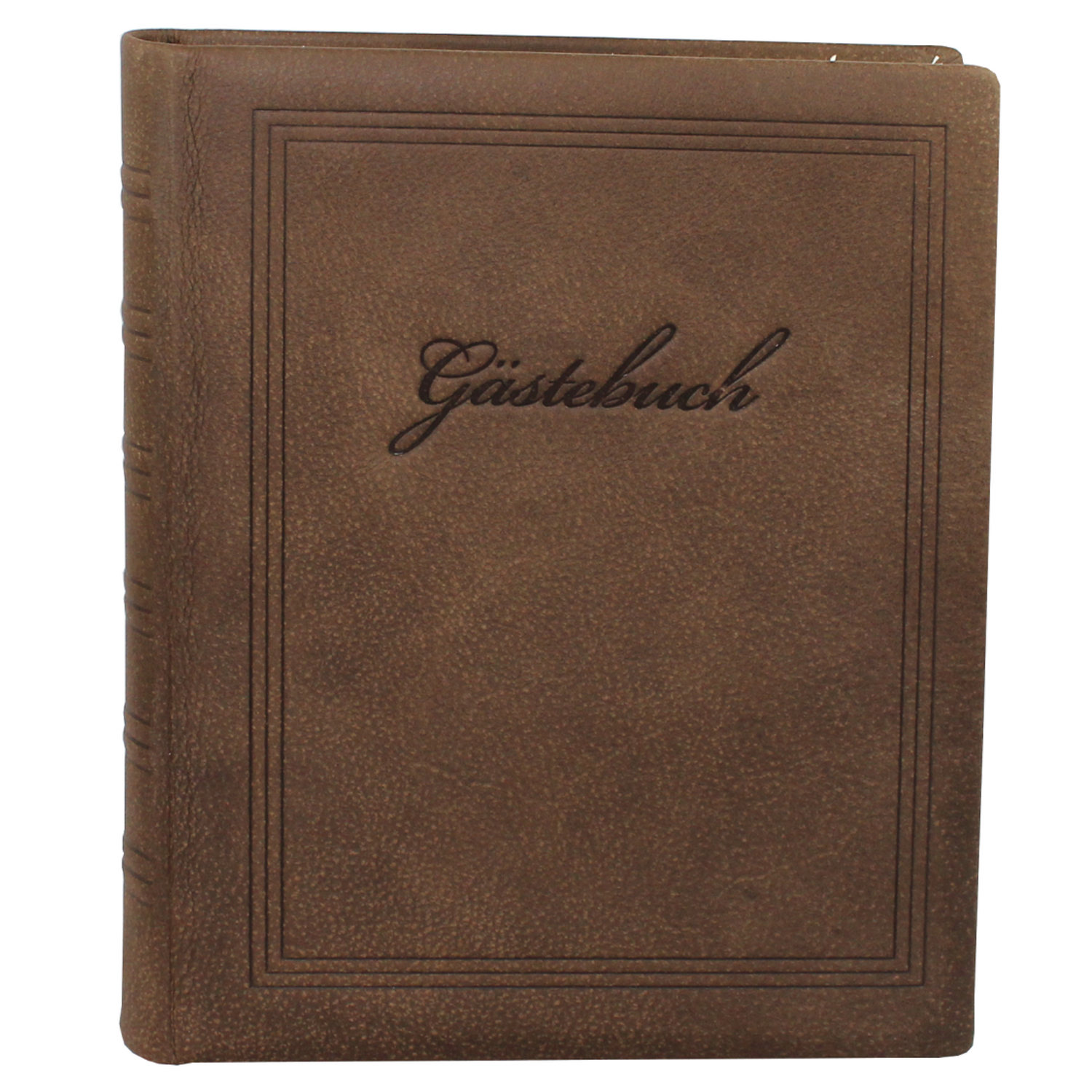 Handgemachtes dickes Gästebuch - Wasserbüffel-Leder - Hauptansicht