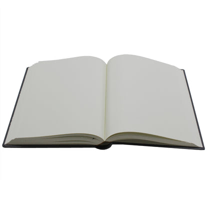 Modernes dickes Gästebuch aus glattem Vollrindleder - mit handgerissenem Büttenblock