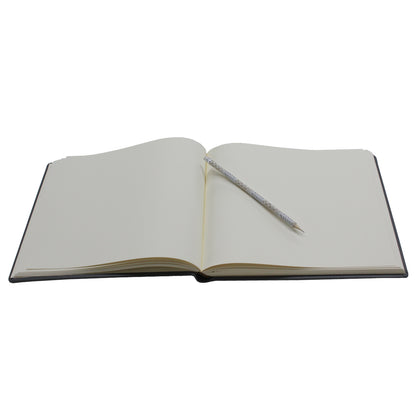 Modernes Gästebuch Querformat aus glattem Vollrindleder in allen Farben