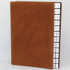 Alphabethical desk folder with nubuk leather cover in cognac
