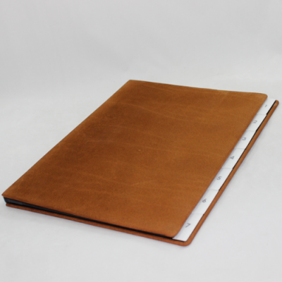 Weekly desk folder with nubuk leather cover in cognac