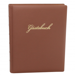 Guestbook Grained Leather Brown with Embossing