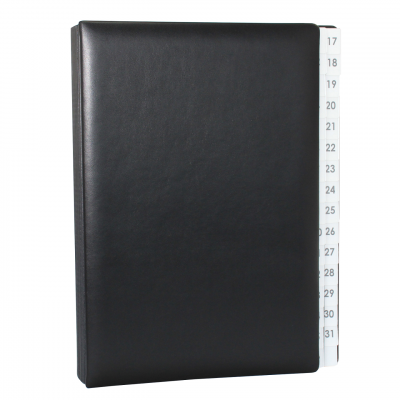 Daily Desk File Sorter with Black Smooth Full Cowhide Cover
