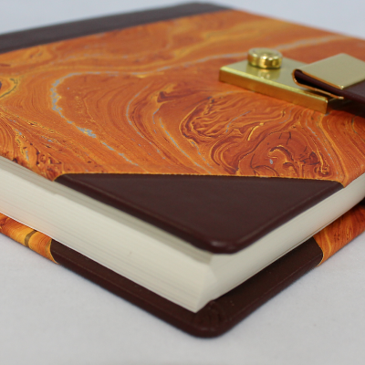 Diary with Marble Effect in Half Leather