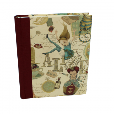 Notebook Alice with Wine Red Bookbinding Linen