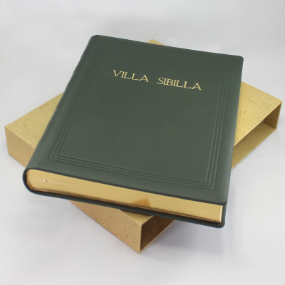 Guest Book in grained green Leather with gilt block