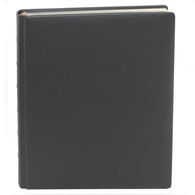 Guest Book in grained black Leather with silver block
