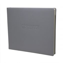 Modern guest book made of gray leather in landscape format